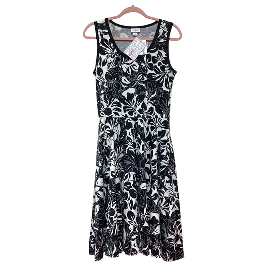 LULAROE BLACK WHITE FLORAL DRESS NICKI NWT - SMALL- 190