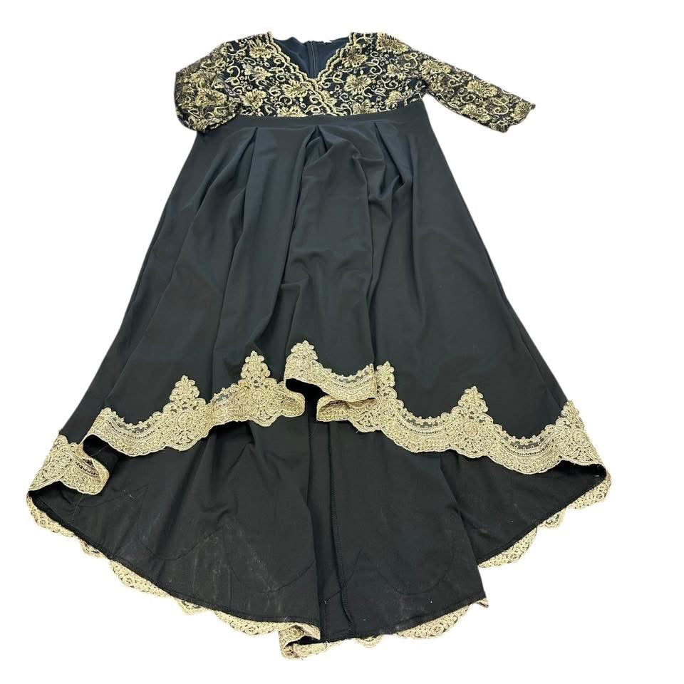 BLACK GOLD LACE FORMAL COCKTAIL DRESS 2XL