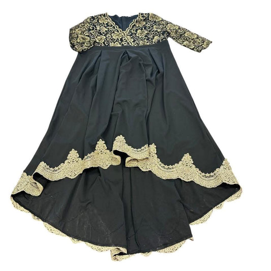 BLACK GOLD LACE FORMAL COCKTAIL DRESS 2XL