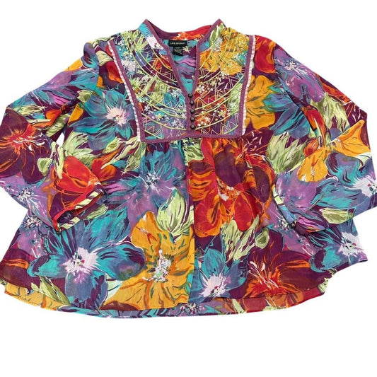 LANE BRYANT SEMI SHEER COLORFUL BLOUSE 227 SZ 22/24