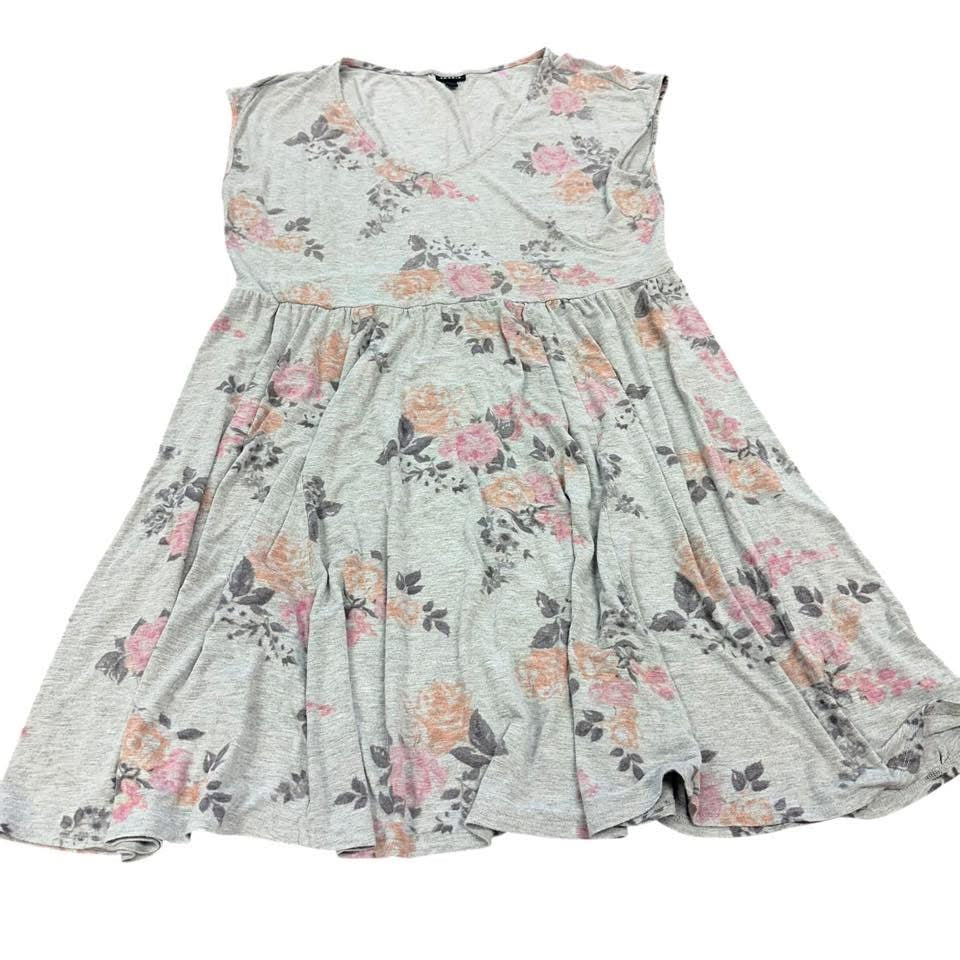 TORRID GRAY FLORAL DRESS KNEE LENGTH 2XL
