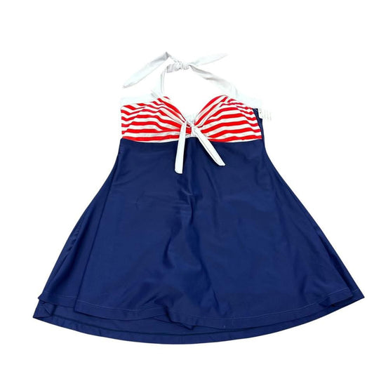 NAVY RED WHITE SWIM DRESS 224 XXL