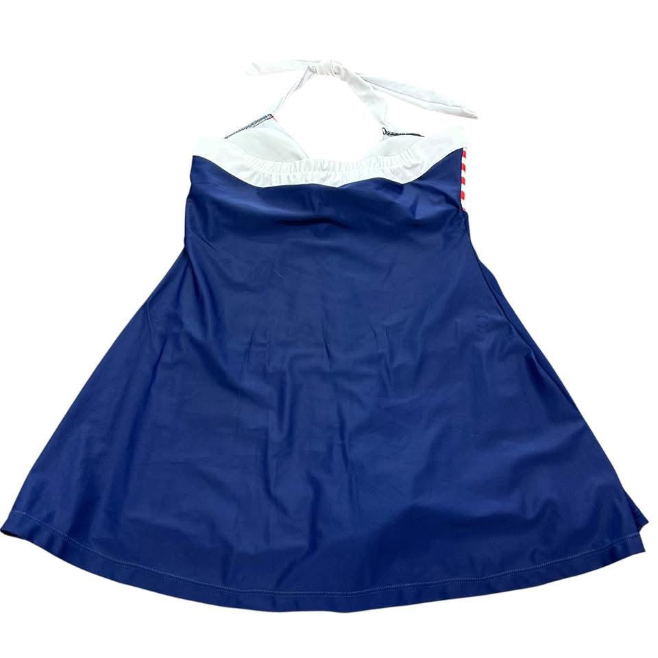 NAVY RED WHITE SWIM DRESS 224 XXL