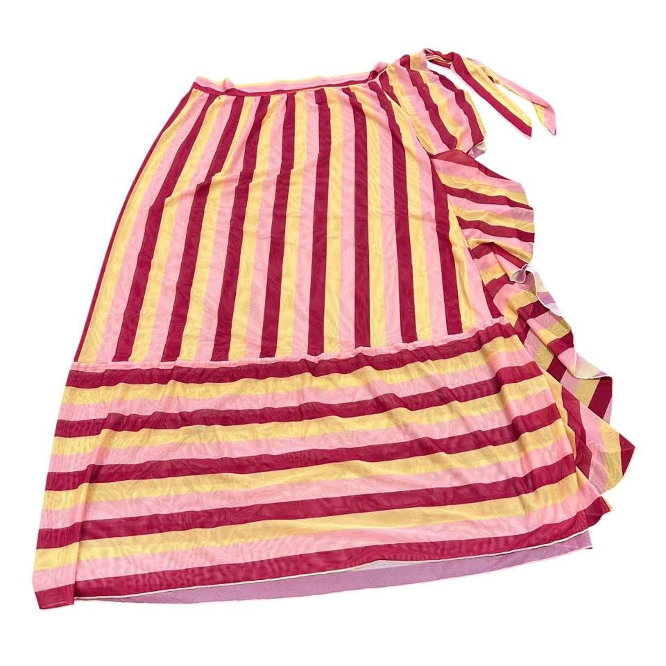 SHEIN STRIPED MESH SWIMSUIT COVERUP 2XL