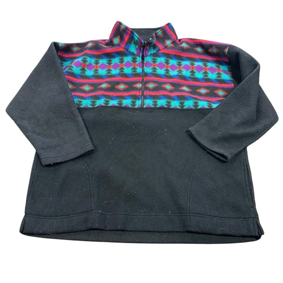 NORTH WEST BLUE BLACK QUARTER ZIP PULLOVER SOUTHWESTERN 100 LARGE