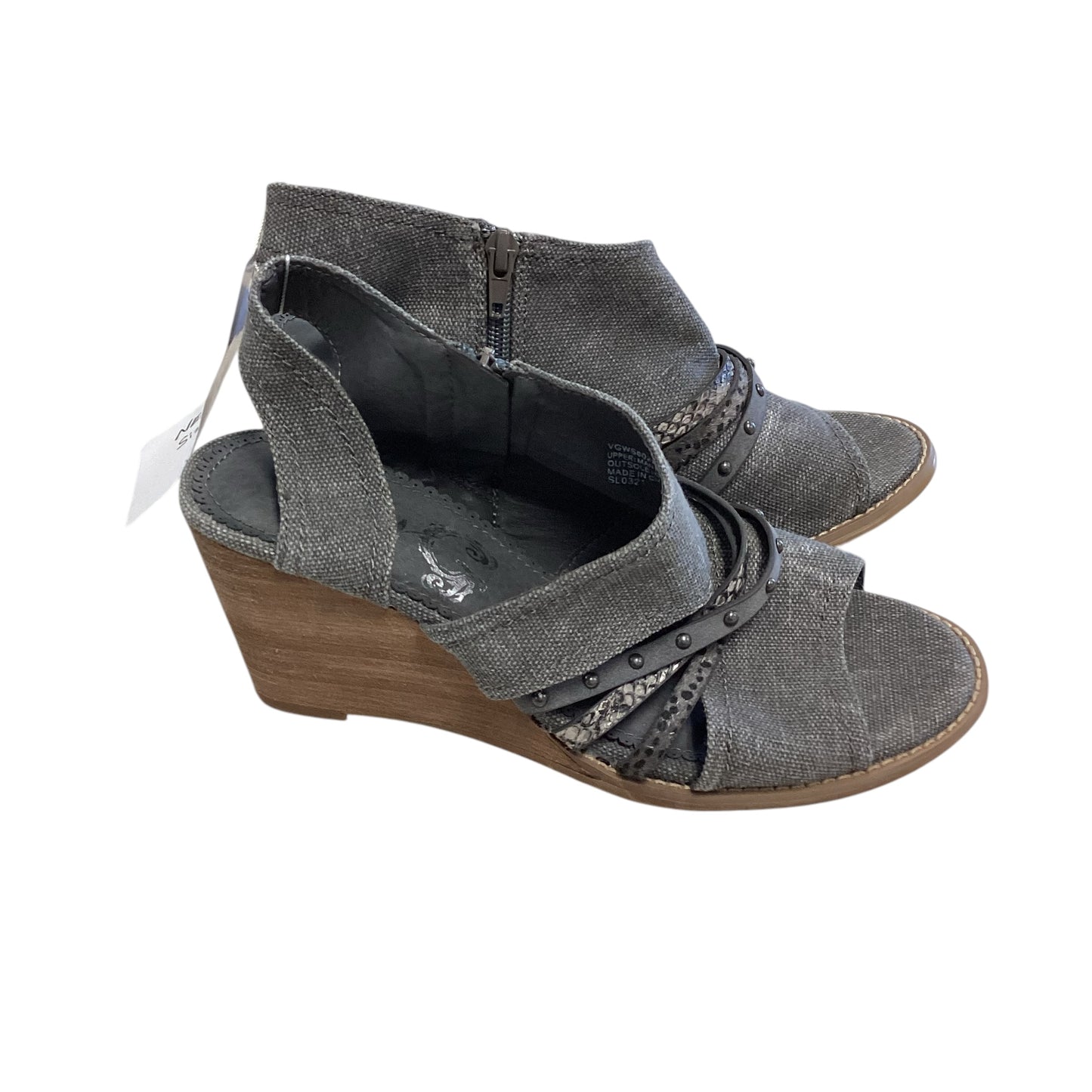 VERY G GRAY WEDGES PEEP TOE SIDE ZIP - NWT - SZ 9 - 185