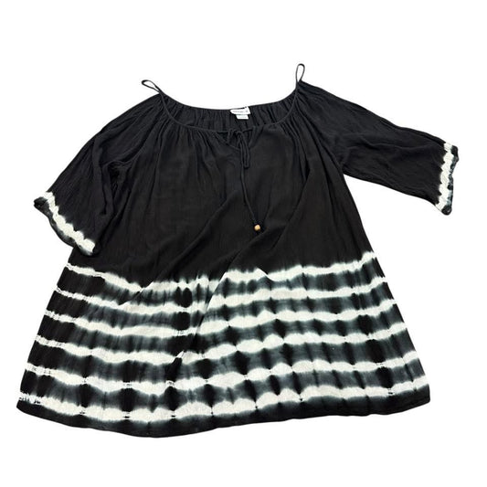 SWIMSUITS FOR ALL BLACK WHITE TIE DYE COVERUP Sz 22/24