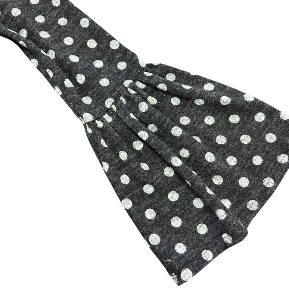 BLAKELEY GRAY WHITE POLKA DOT SWEATER BELL SLEEVE TOP 241 LARGE