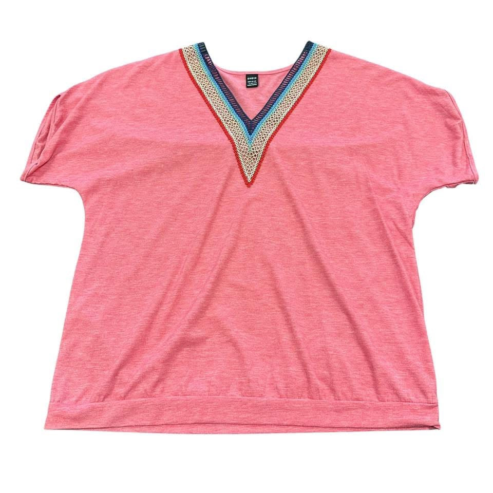 SHEIN SALMON TOP CROCHET NECKLINE 100 LARGE