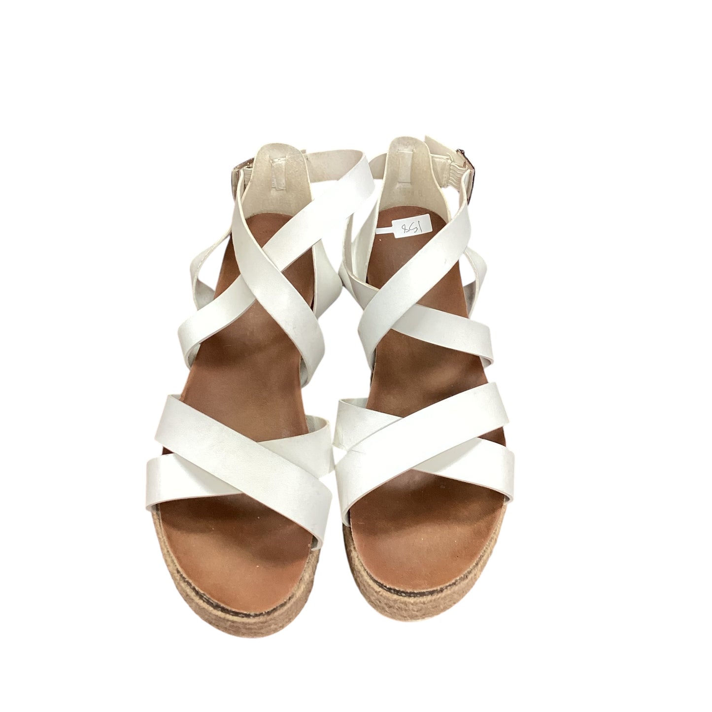 WHITE STRAPPY ESAPDRILLE PLATFORMS - SZ 8 - 158