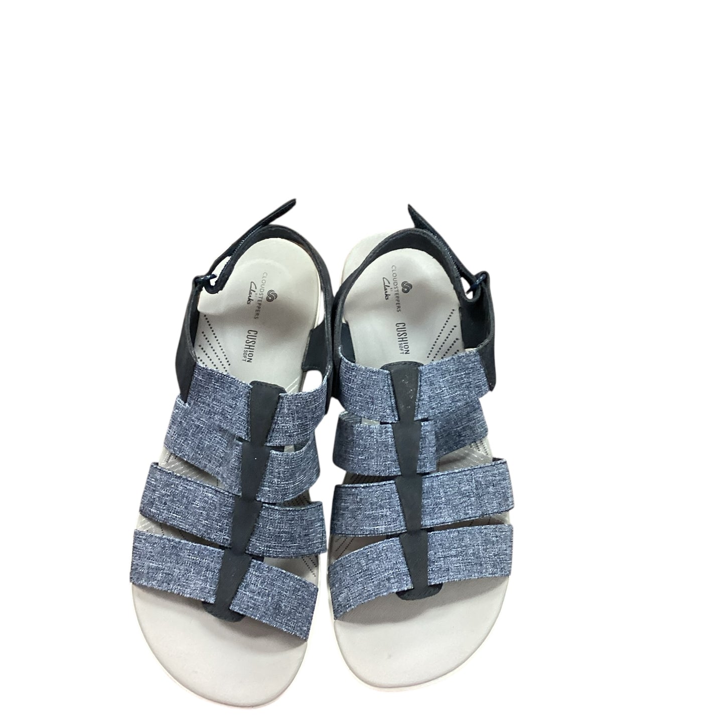 CLARKS CUSHION SOFT NAVY SANDALS - SZ 8 - 39