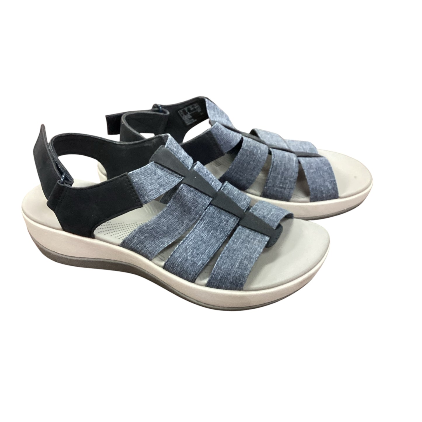 CLARKS CUSHION SOFT NAVY SANDALS - SZ 8 - 39