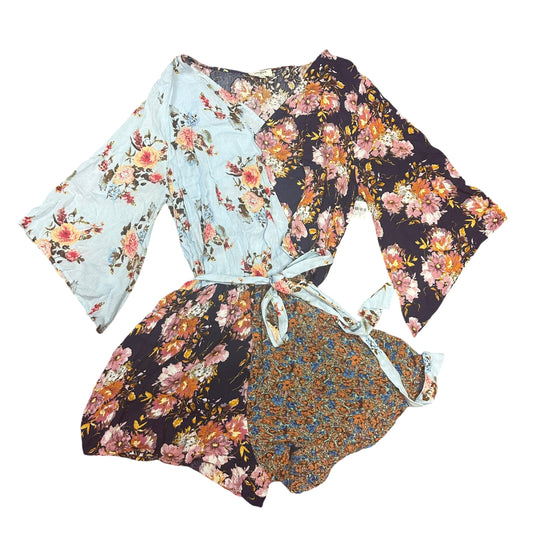 UMGEE NAVY BLUE FLORAL BELTED ROMPER - MEDIUM - 158