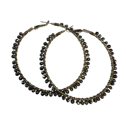 GOLD GRAY HOOP EARRINGS 100