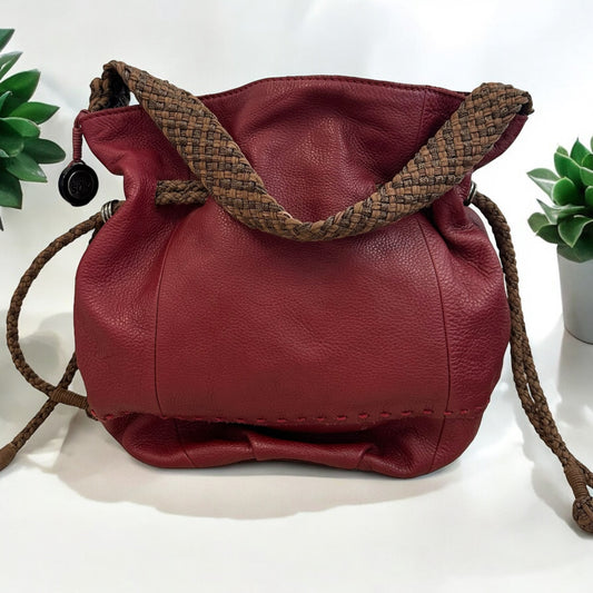 THE SAK / SAM ROOTS RED LUCIA PEBBLE LEATHER HANDBAG