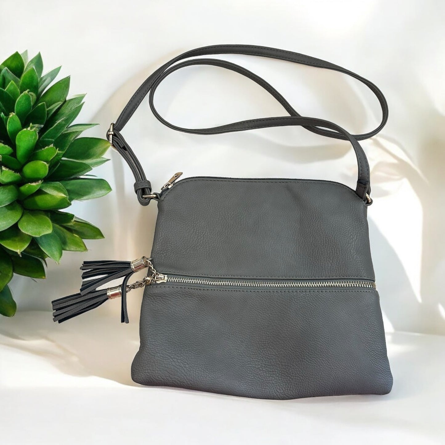 BLACK VEGAN LEATHER CROSSBODY