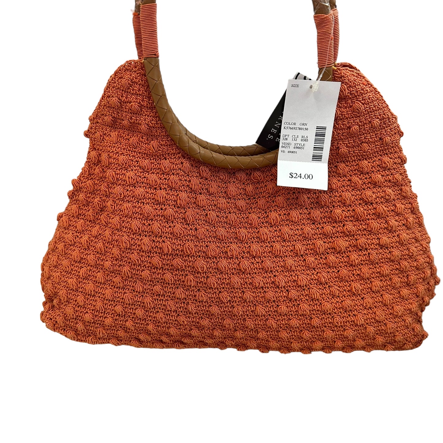 MAGGIE BARNES ORANGE CROCHET SATCHEL HANDBAG NWT