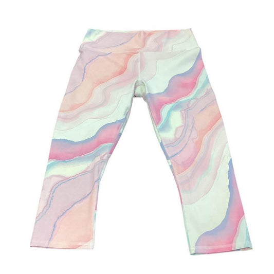 FABLETICS PINK WHITE MARBLE CAPRI LEGGINGS 198 LARGE