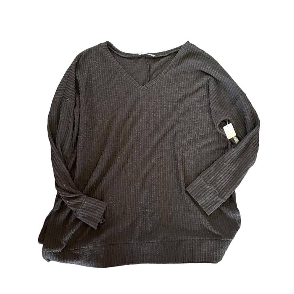 ZENANA BLACK WAFFLE KNIT  MINOR PILING  1X