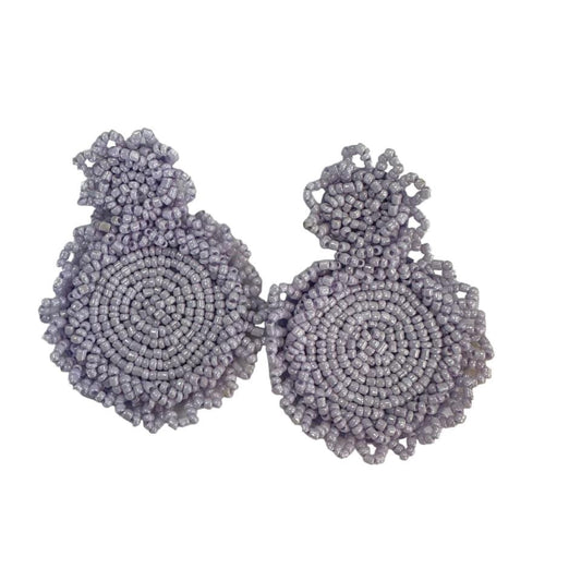 PURPLE LILAC BEADED EARRINGS -    100