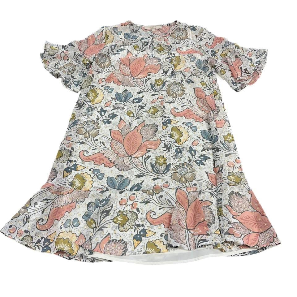 LOFT FLORAL SEMI SHEER DRESS 52 SMALL