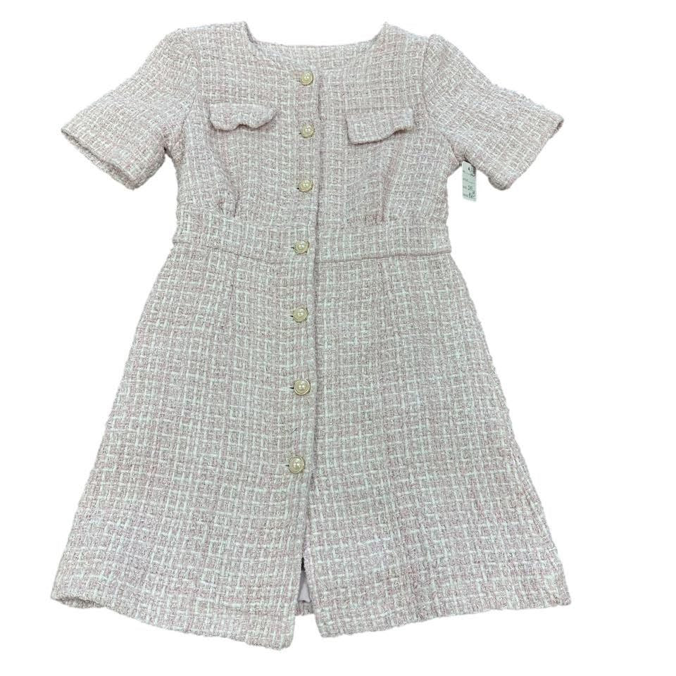 PINK WHITE TWEED DRESS 215 SMALL