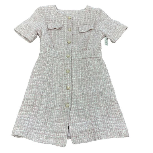 PINK WHITE TWEED DRESS 215 SMALL