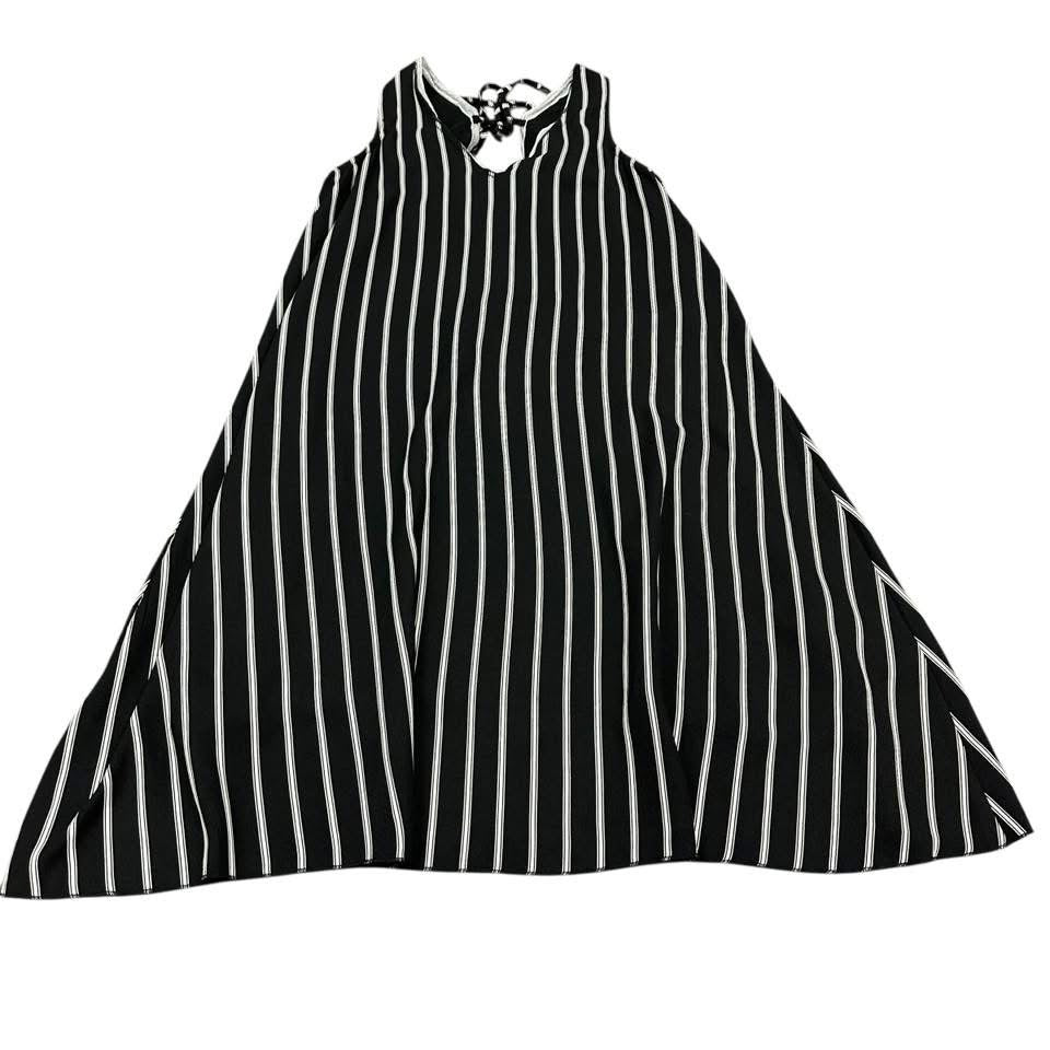HEM & THREAD BLACK WHITE STRIPED DRESS 139 SMALL
