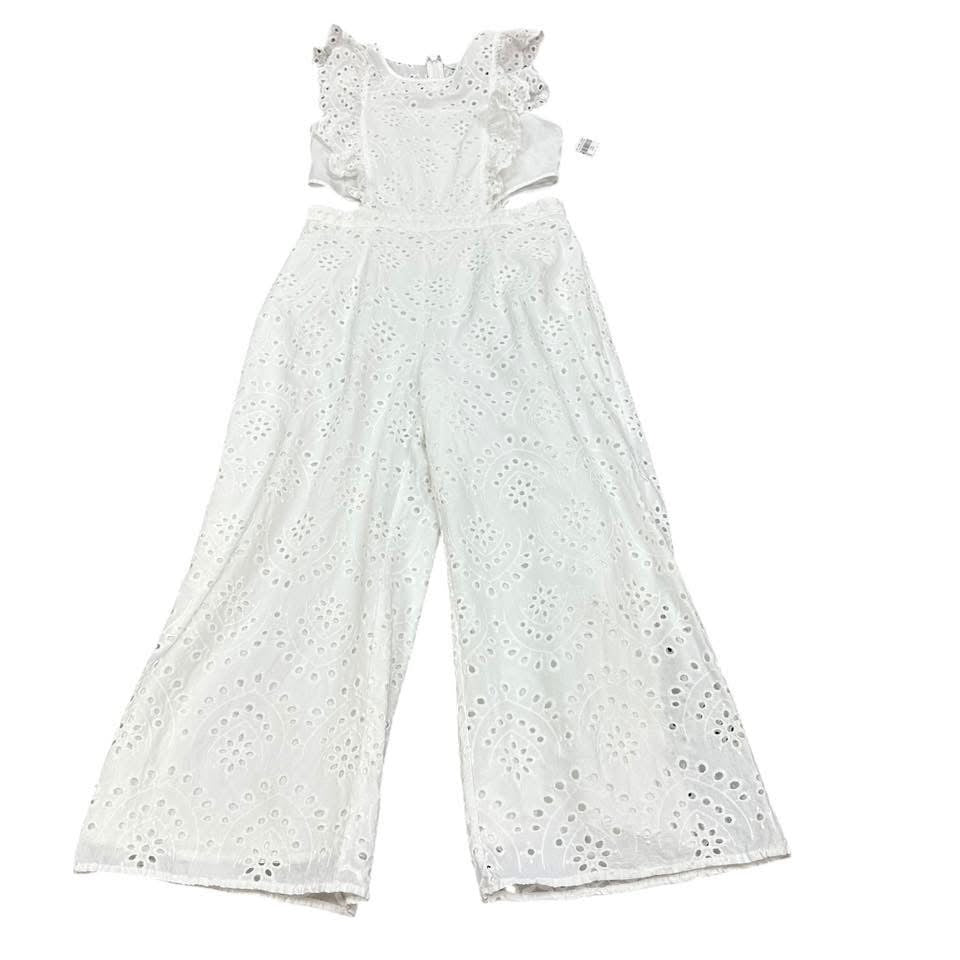 NY&CO WHITE EYELET JUMPSUIT 166 SMALL