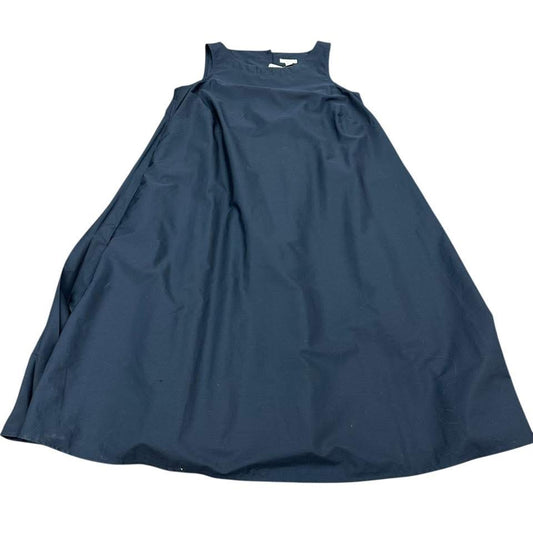 J JILL NAVY PLEATED BACK DRESS 44 XS