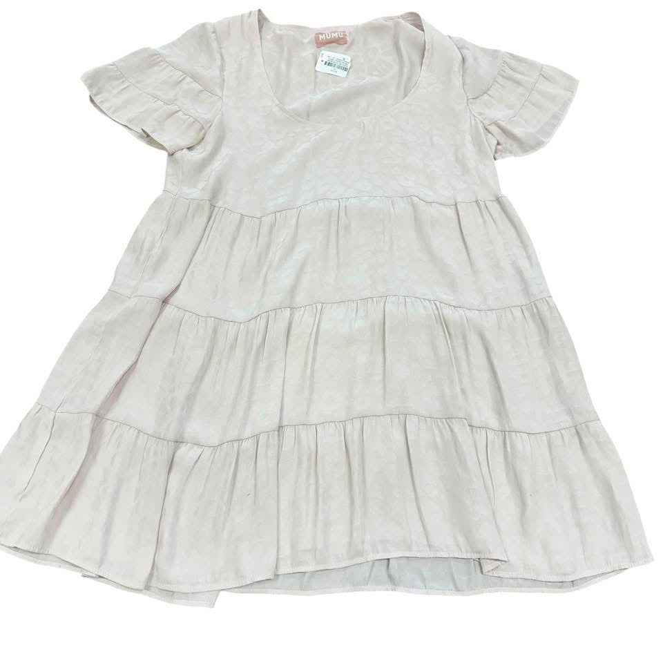 SHOW ME YOUR MUMU BEIGE ANIMAL PRINT TIERED DRESS 100 XS