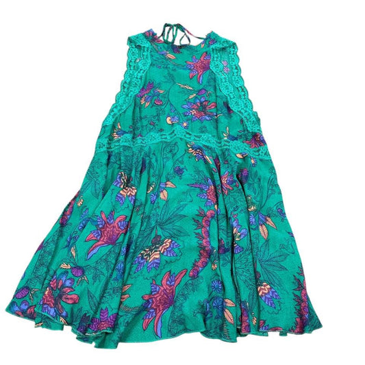 FREE PEOPLE GREEN FLORAL TUNIC XS