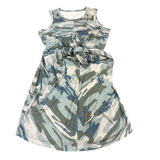 GREEN CAMO TANK DRESS TIE WAIST 182 SMALL