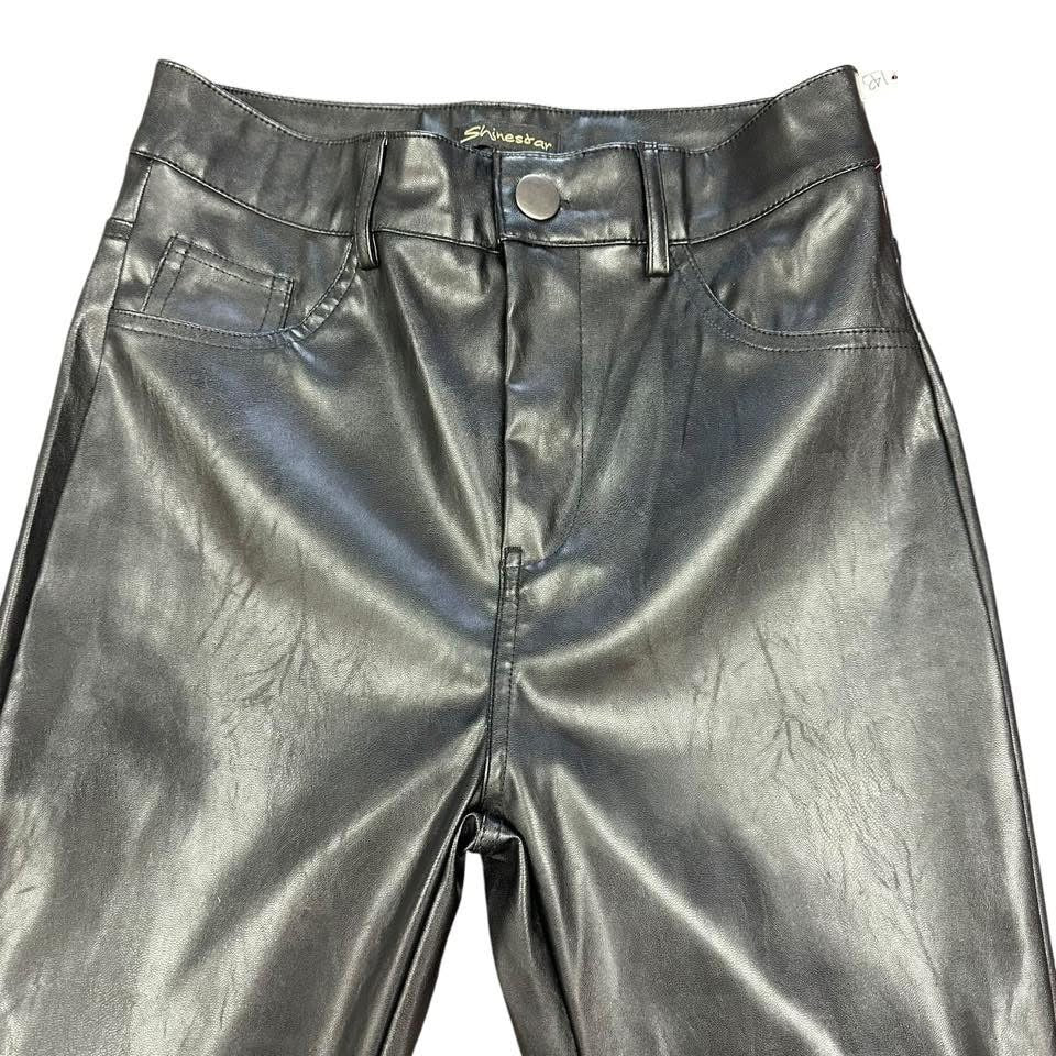 SHINESTAR BLACK FAUX LEATHER PANTS 143 SMALL