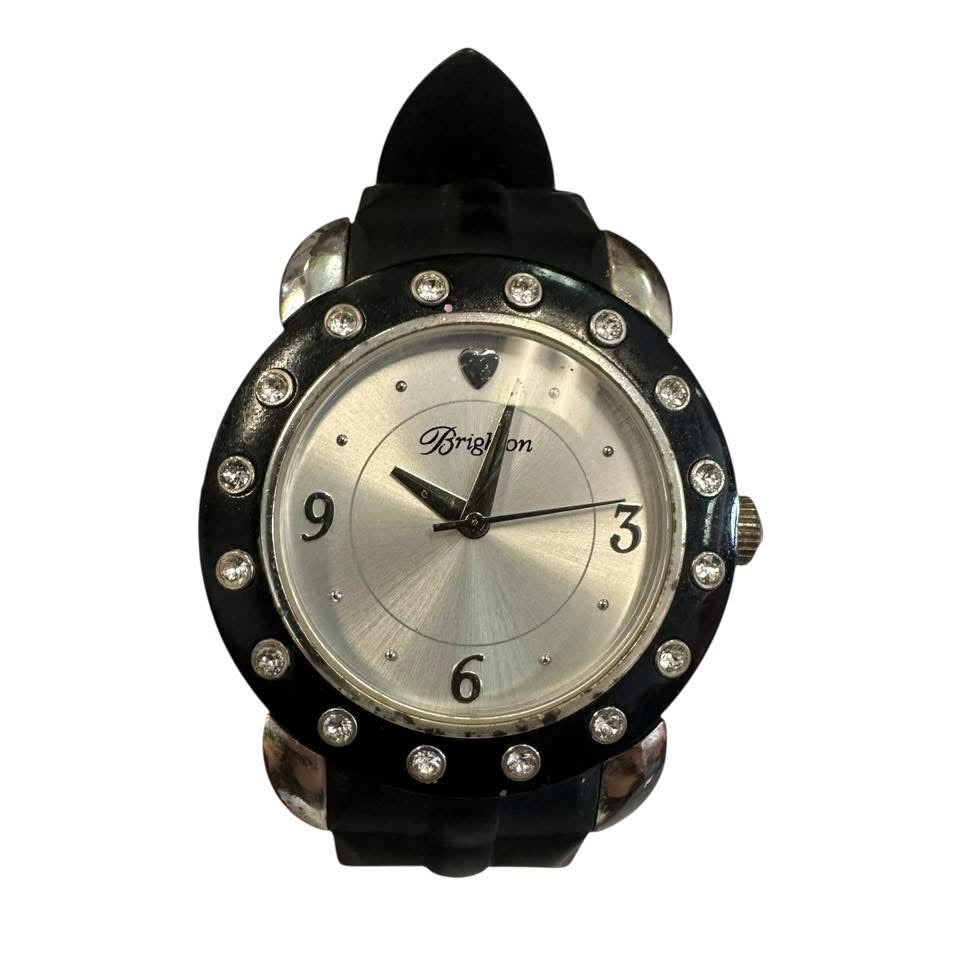 BRIGHTON BLACK RUBBER WATCHBAND WATCH 164