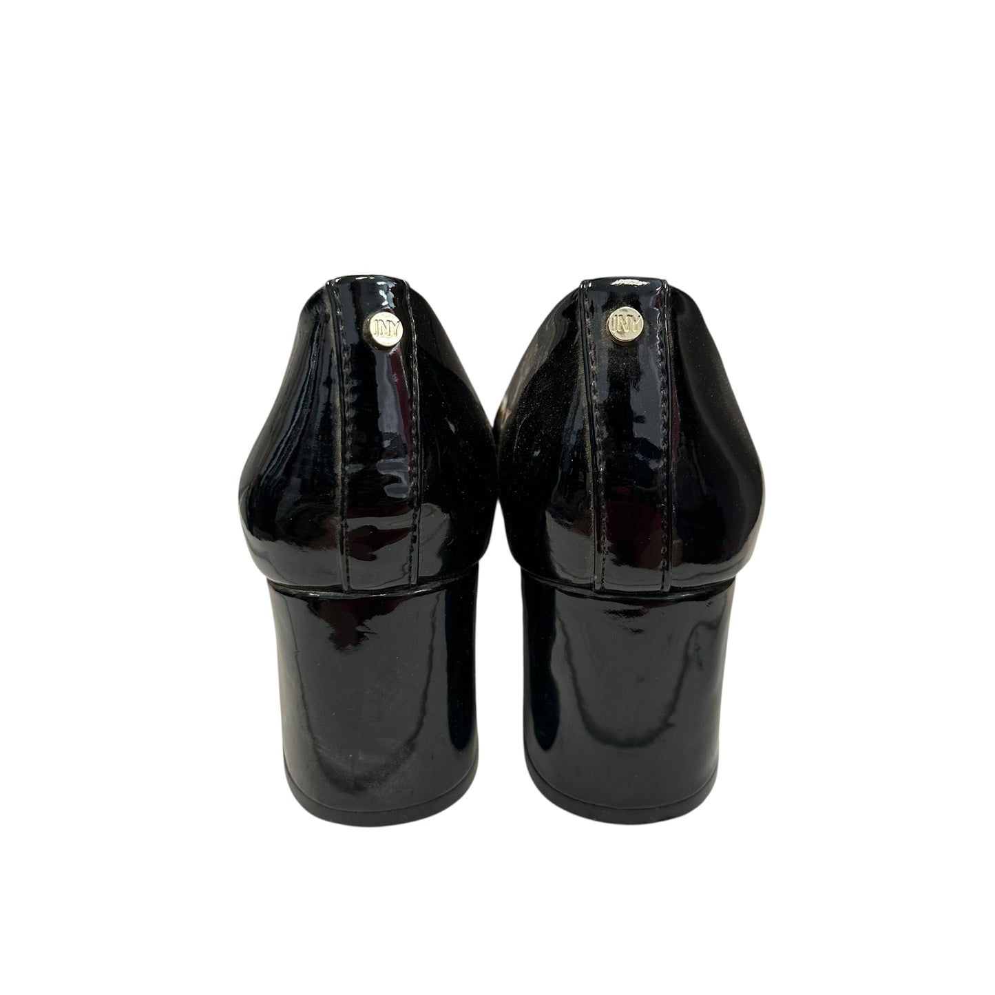 JONES NEW YORK AUDLEY BLACK PATENT LEATHER SQUARE TOE HEELS 227 Sz 7.5
