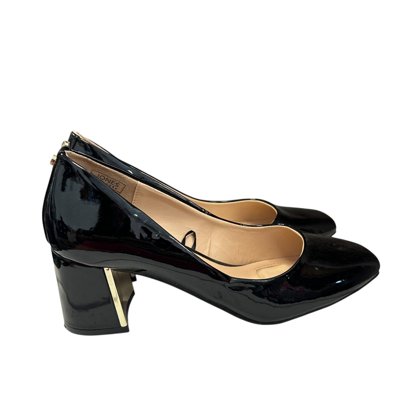 JONES NEW YORK AUDLEY BLACK PATENT LEATHER SQUARE TOE HEELS 227 Sz 7.5