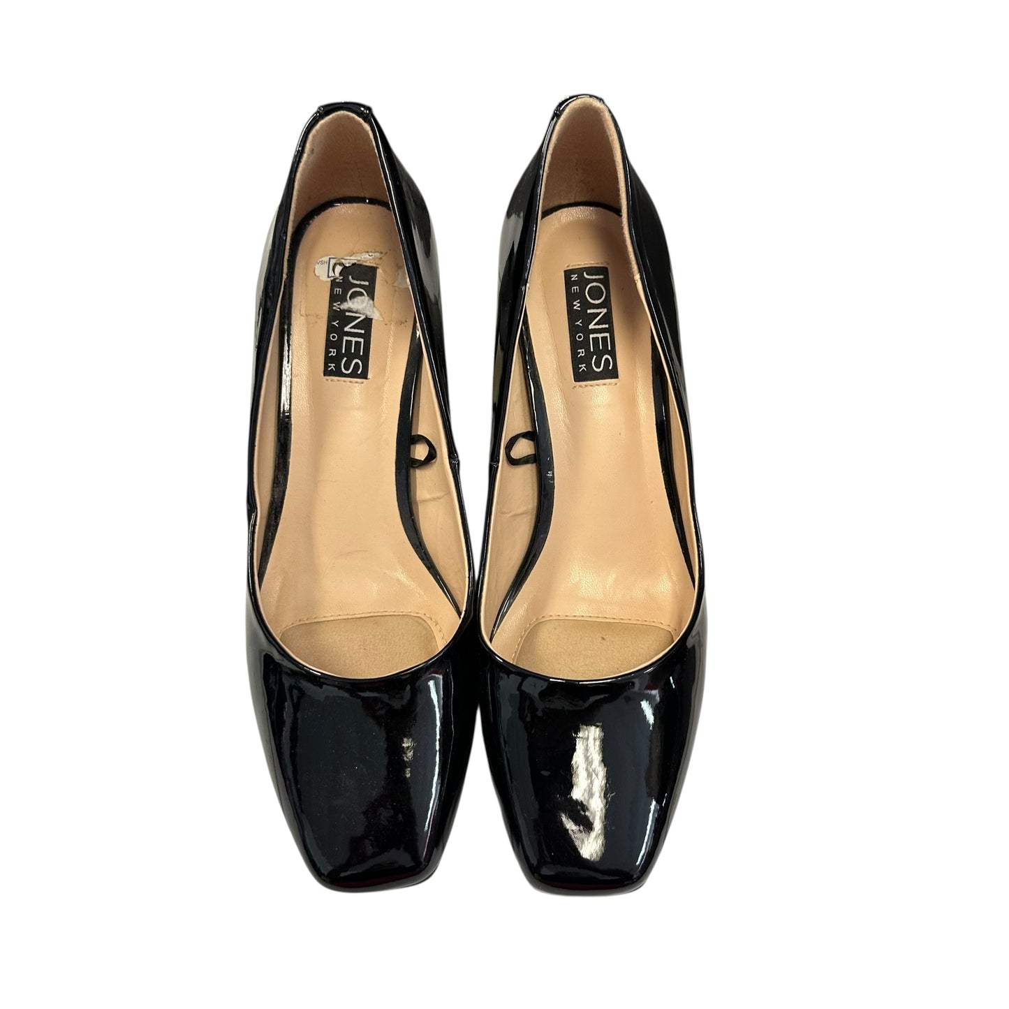 JONES NEW YORK AUDLEY BLACK PATENT LEATHER SQUARE TOE HEELS 227 Sz 7.5