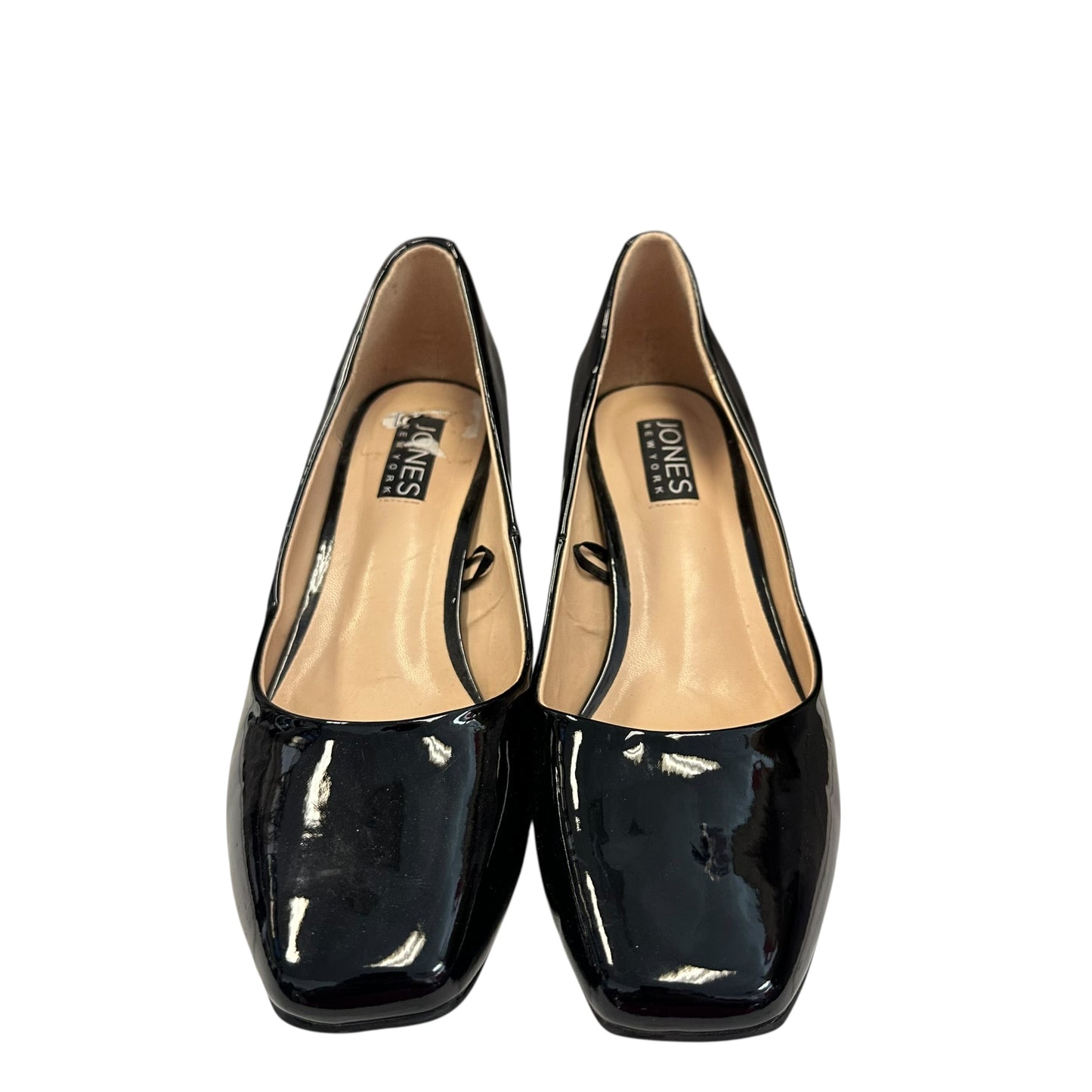 JONES NEW YORK AUDLEY BLACK PATENT LEATHER SQUARE TOE HEELS 227 Sz 7.5