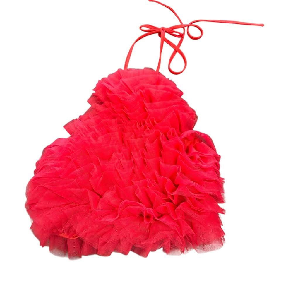 TCEC RED TULLE CROP TOP NWOT 100 MEDIUM