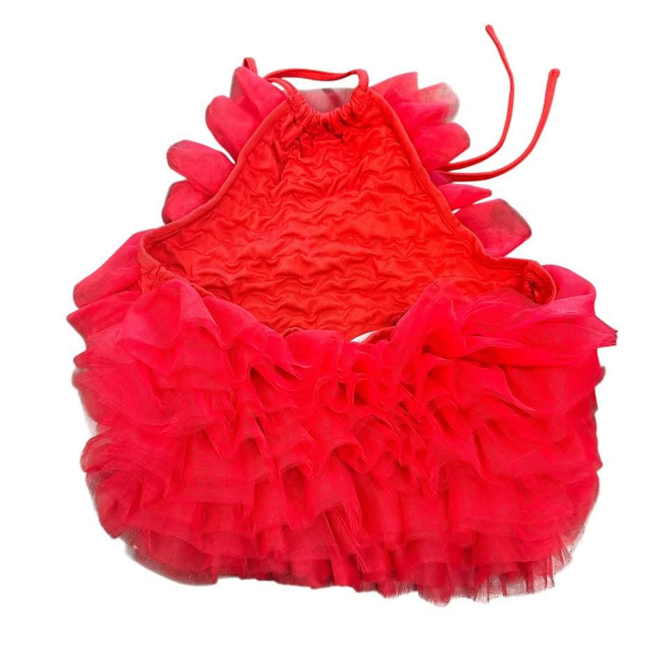 TCEC RED TULLE CROP TOP NWOT 100 MEDIUM