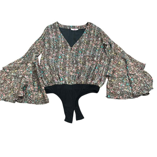 BUDDY LOVE FLORAL SHIMMER BODYSUIT 143 MEDIUM