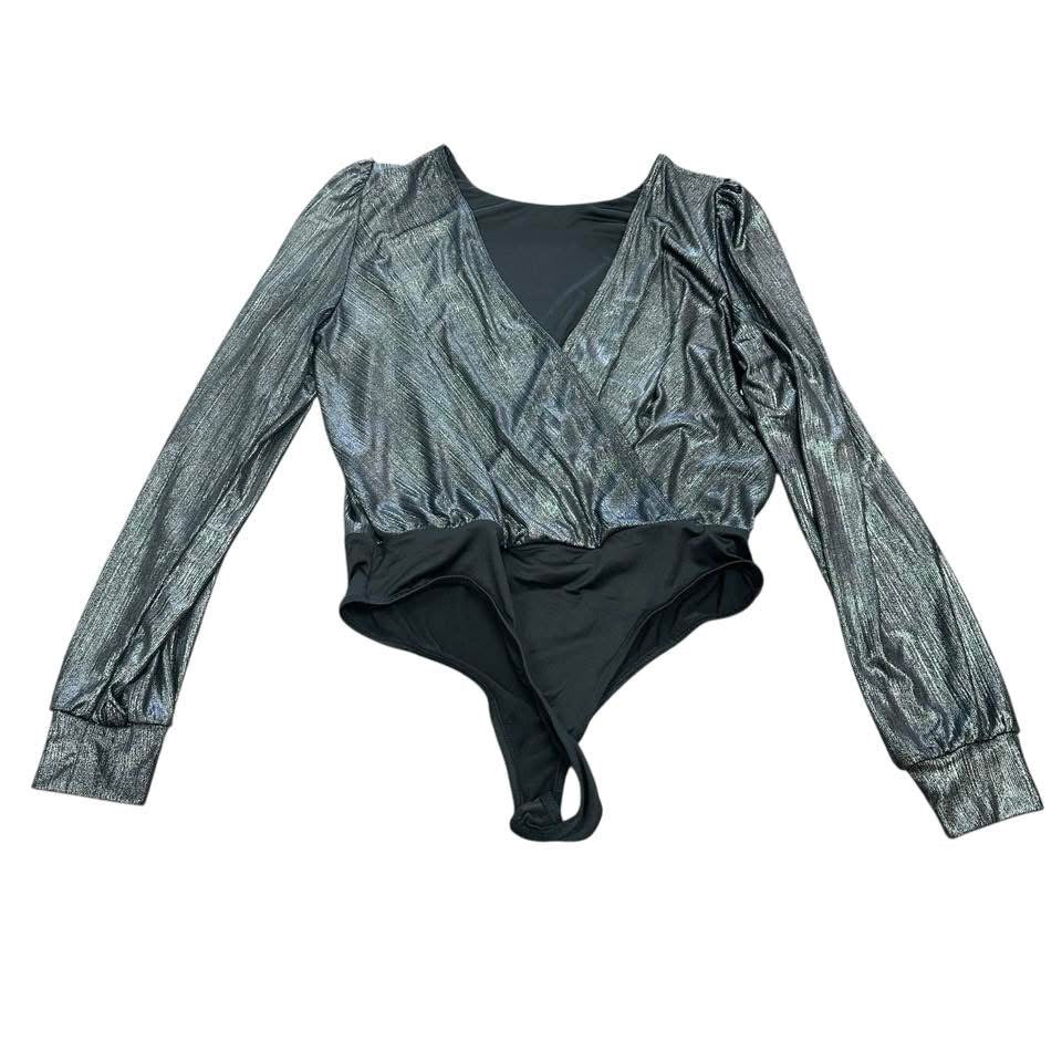 GOOD LUCK GEM BLACK SILVER BODYSUIT 143 MEDIUM