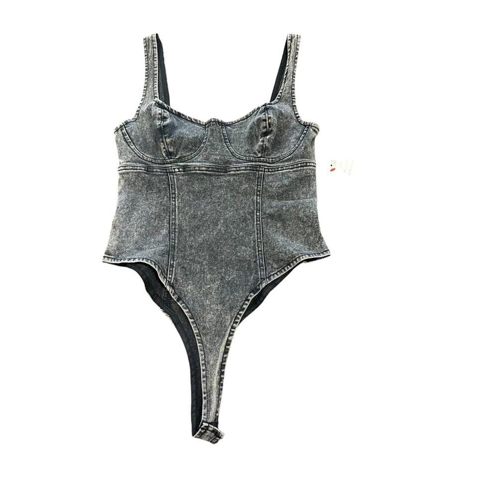 BLACK DENIM BODYSUIT 228 MEDIUM