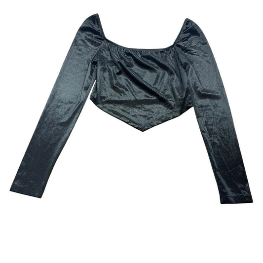 F21 BLACK VELVET CROP TOP 228 MEDIUM