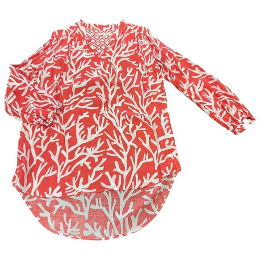 BARBARA GERWIT ORANGE CORAL REEF TUNIC 100 MEDIUM