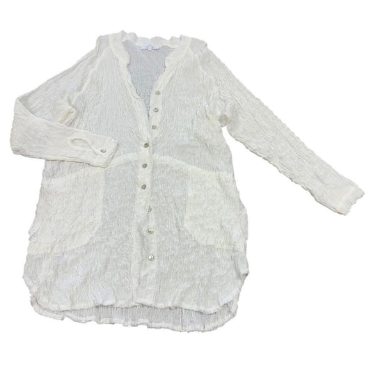 LUCCA BEIGE CRINKLED BUTTON UP TUNIC NWOT 100 MEDIUM