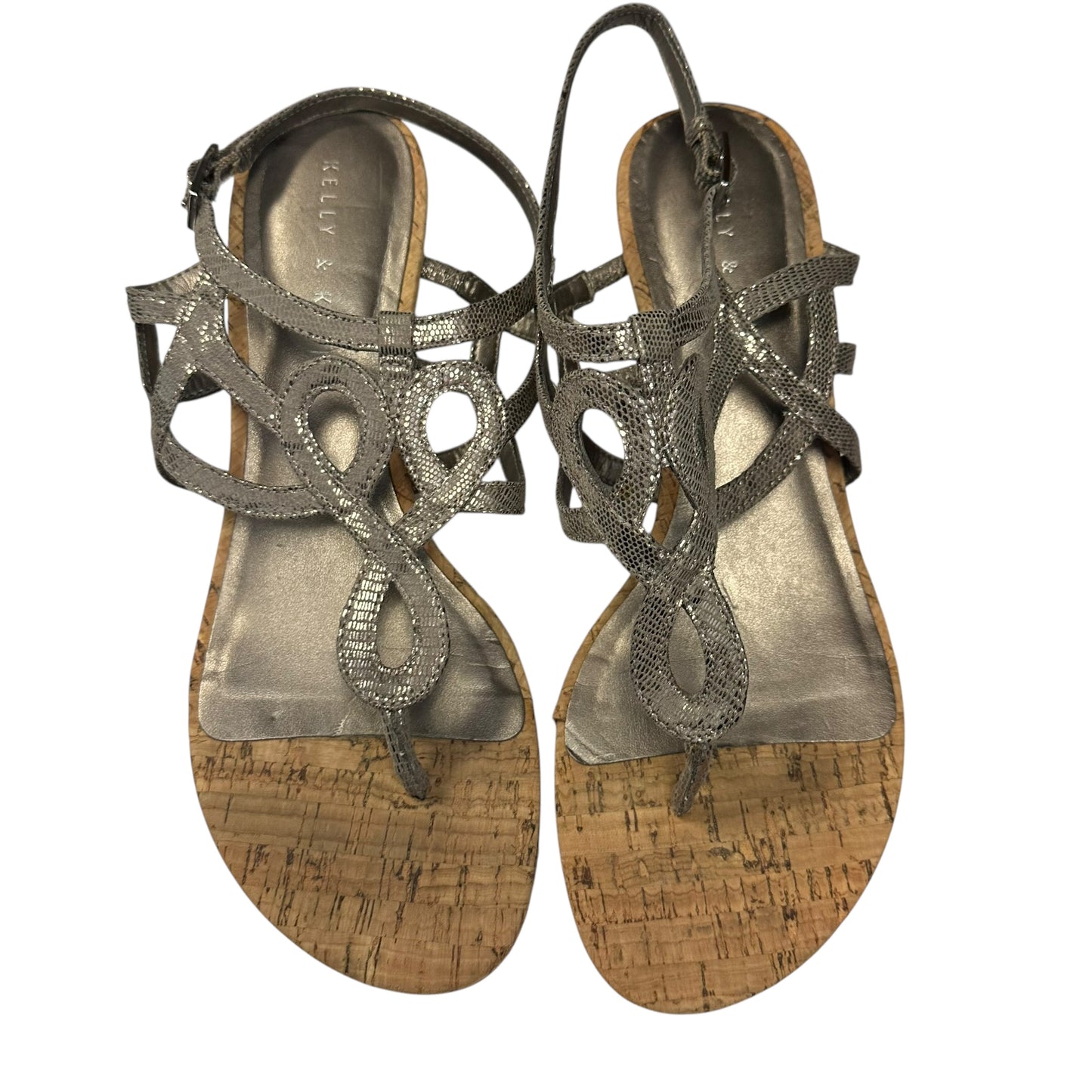 KELLY & KATIE METALLIC CORK WEDGES 217 Sz 8.5