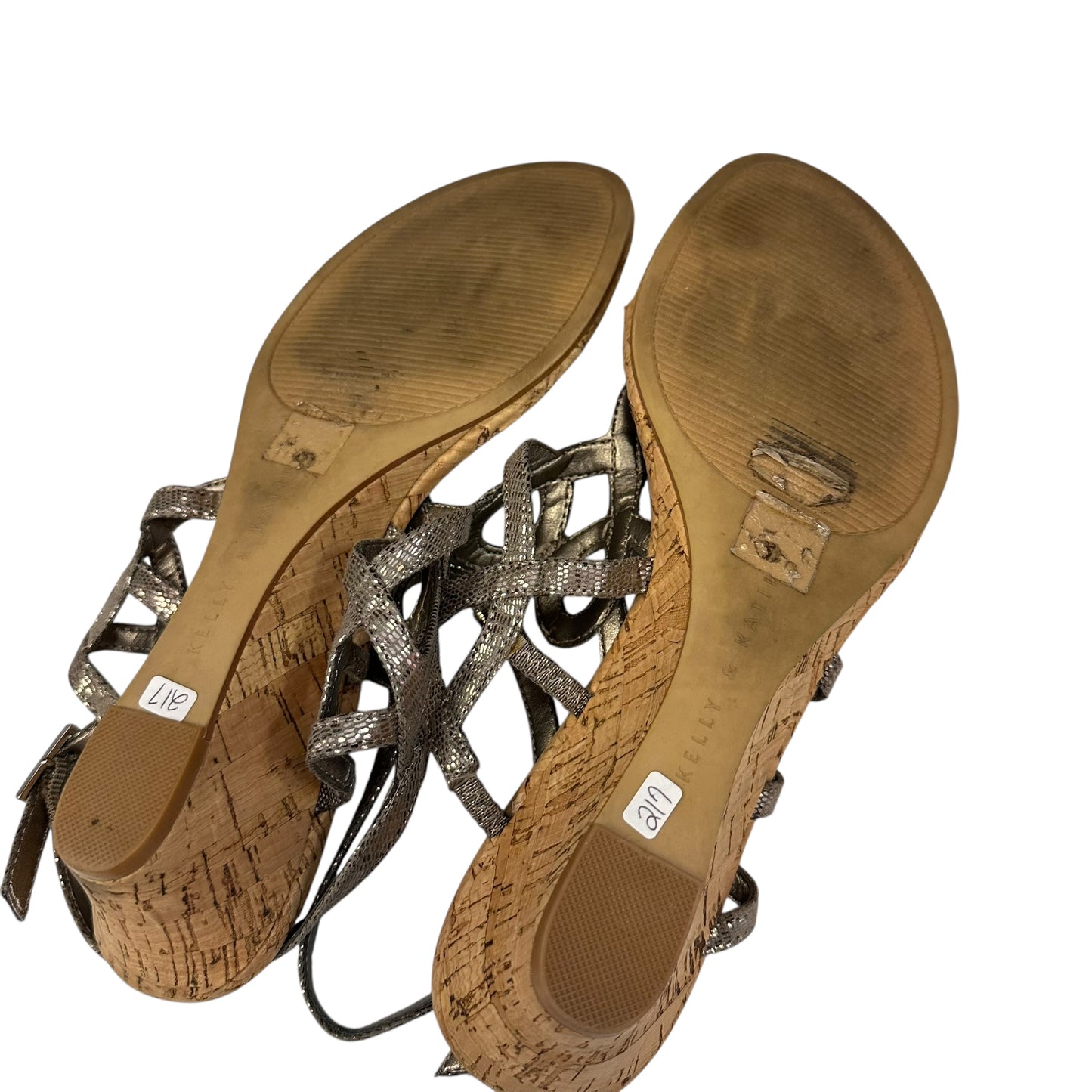 KELLY & KATIE METALLIC CORK WEDGES 217 Sz 8.5