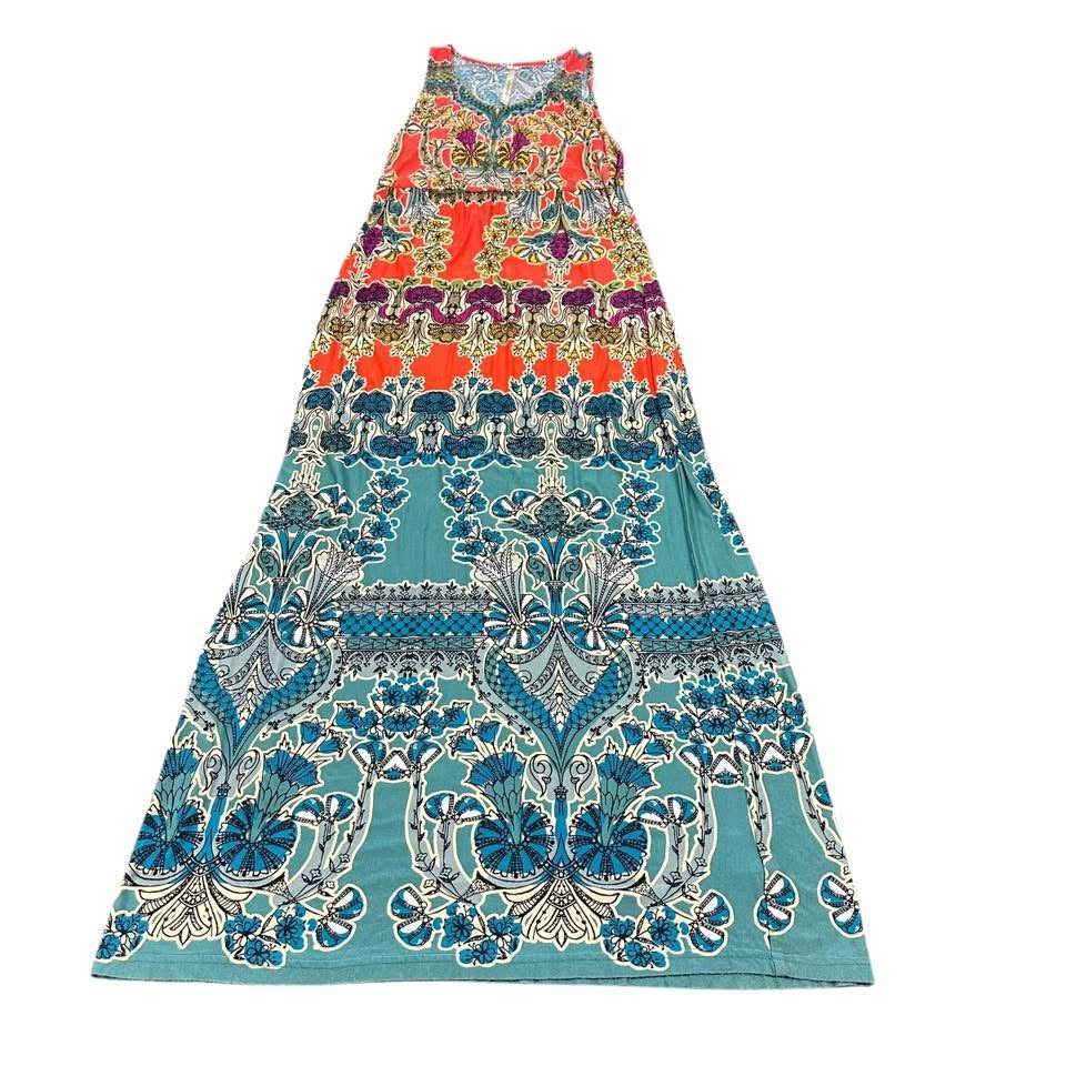 UNCLE FRANK MULTICOLOR MAXI SLEEVELESS DRESS 139 SMALL
